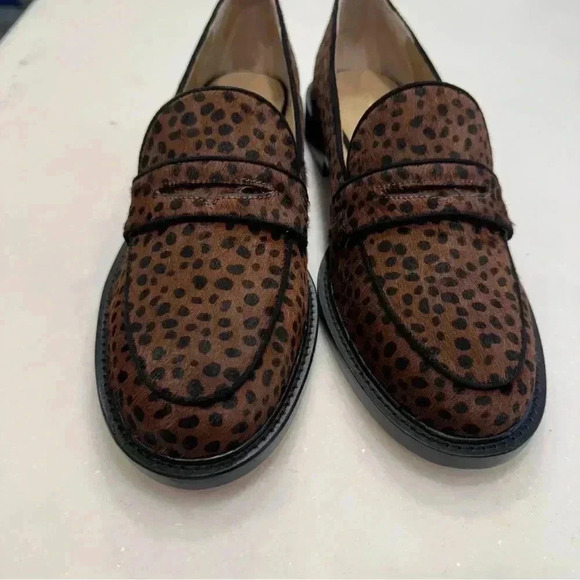 NEW ANN TAYLOR LEATHER, CALF HAIR ANIMAL PRINT PENNY LOAFER FLATS SHOES SIZE 9 - Picture 11 of 11
